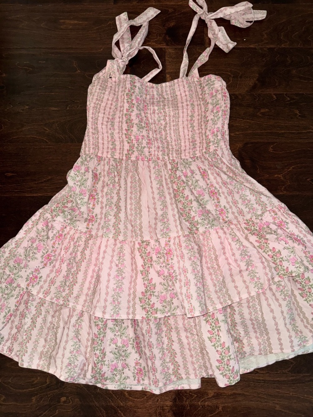 Francesca's Pink Floral Tiered Sundress